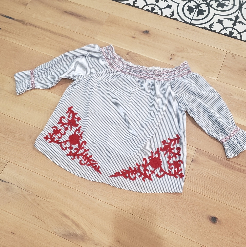 Peasant Style Top with Embroidered Details